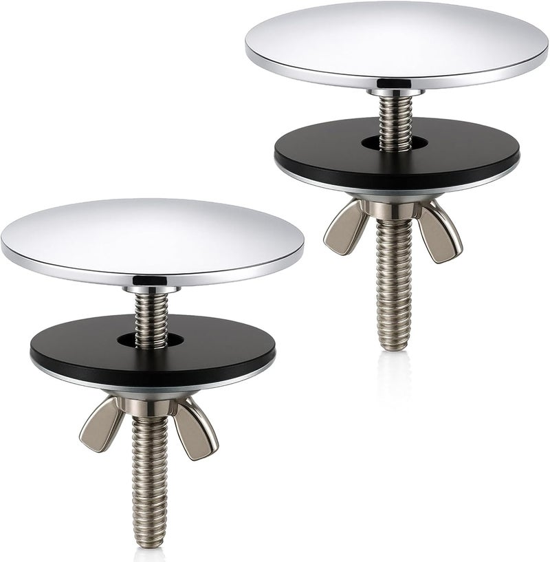 ROOGSIH 2 Pcs Solid Brass Kitchen Sink Hole Cover, 2 Inch Faucet Hole Cover, Polished Chrome Finish Tap Hole Plate Stopper Cover, Countertop Hole Cover for Kitchen and Bathroom Sinks (Polished Chrome) - Image 1